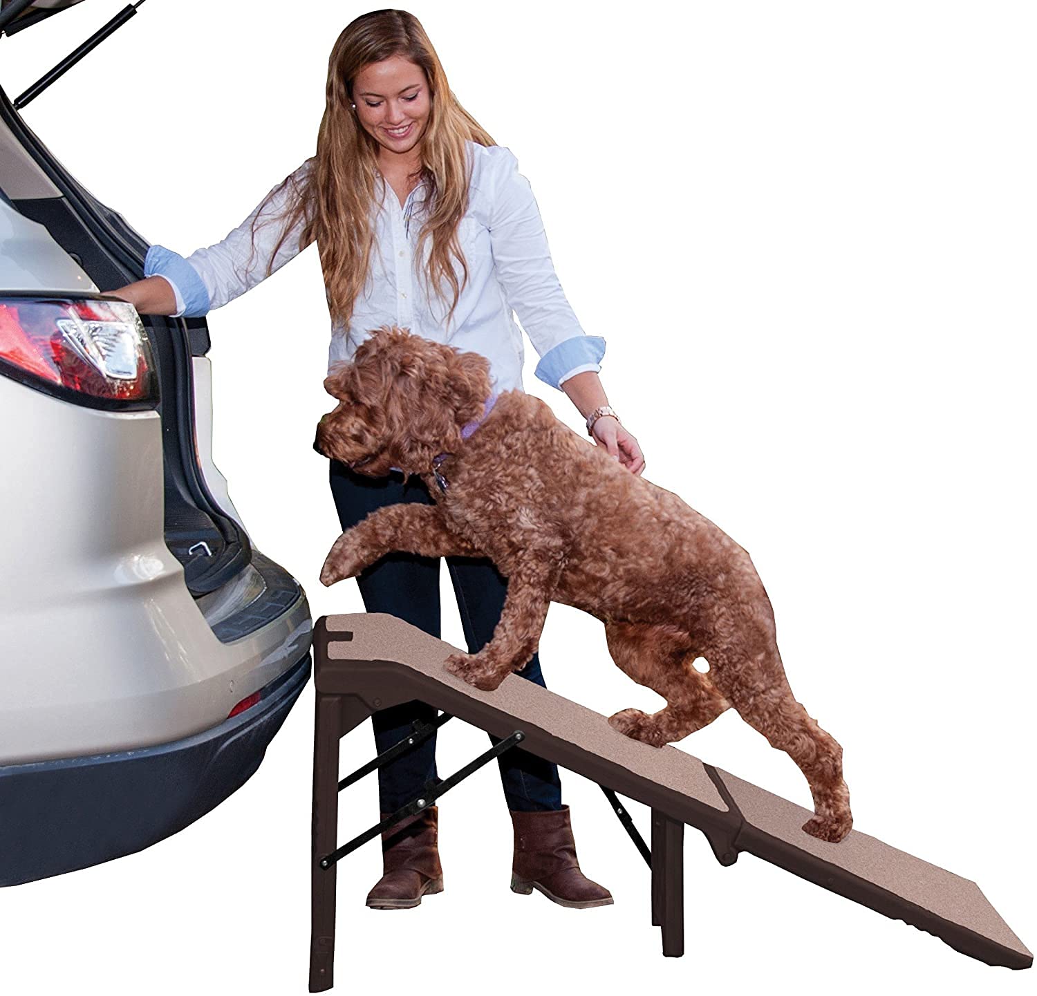 Pet Gear Free Standing Pet Ramp for Cats & Dogs - No Assembly Required, Foldable & Portable for Easy Storage & Travel - 6 Size Options - Perfect for Home, Car & Vet Visits