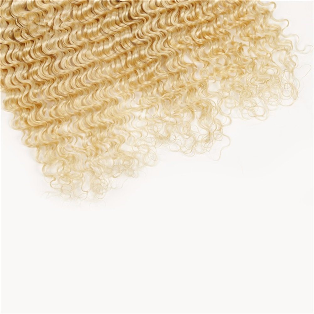 Brazilian Blonde Virgin Hair Deep Wave 3 Bundles #613 Platinum Blonde Human Hair Weave Extensions (22