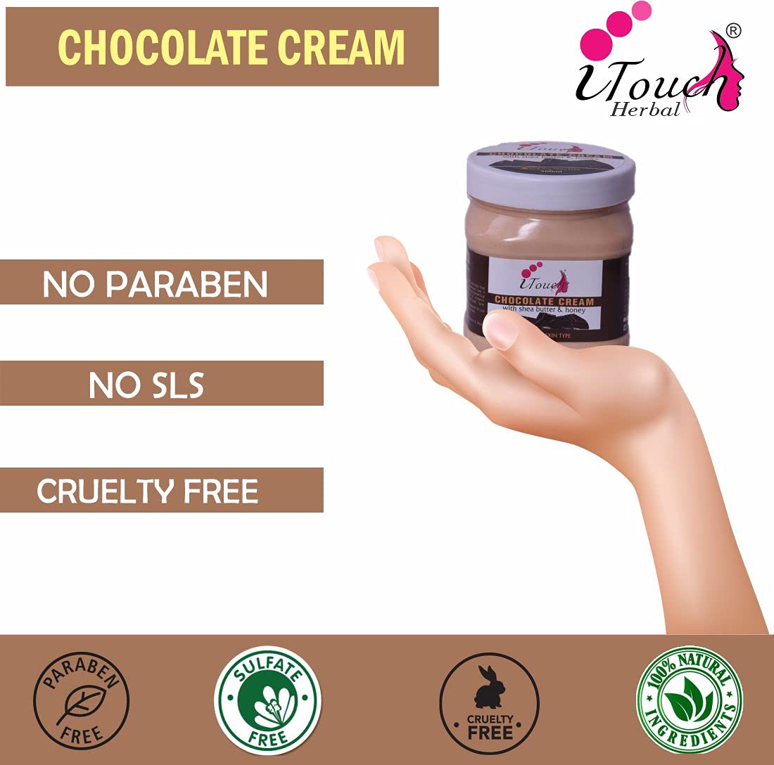 I TOUCH HERBAL Chocolate Cream - Deep Moisturizing, Brightening & Nourishing Face & Body Cream (500ml) for Dry Skin Care, Night Routine & Spa Treatment