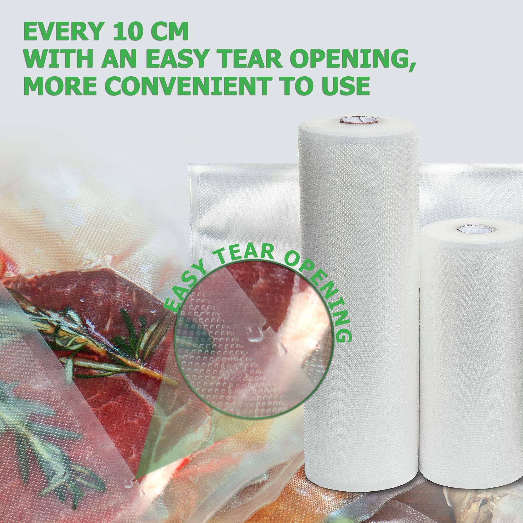 KitchenBoss Vacuum Sealer Bags Rolls - 6 Pack (3 Rolls 8
