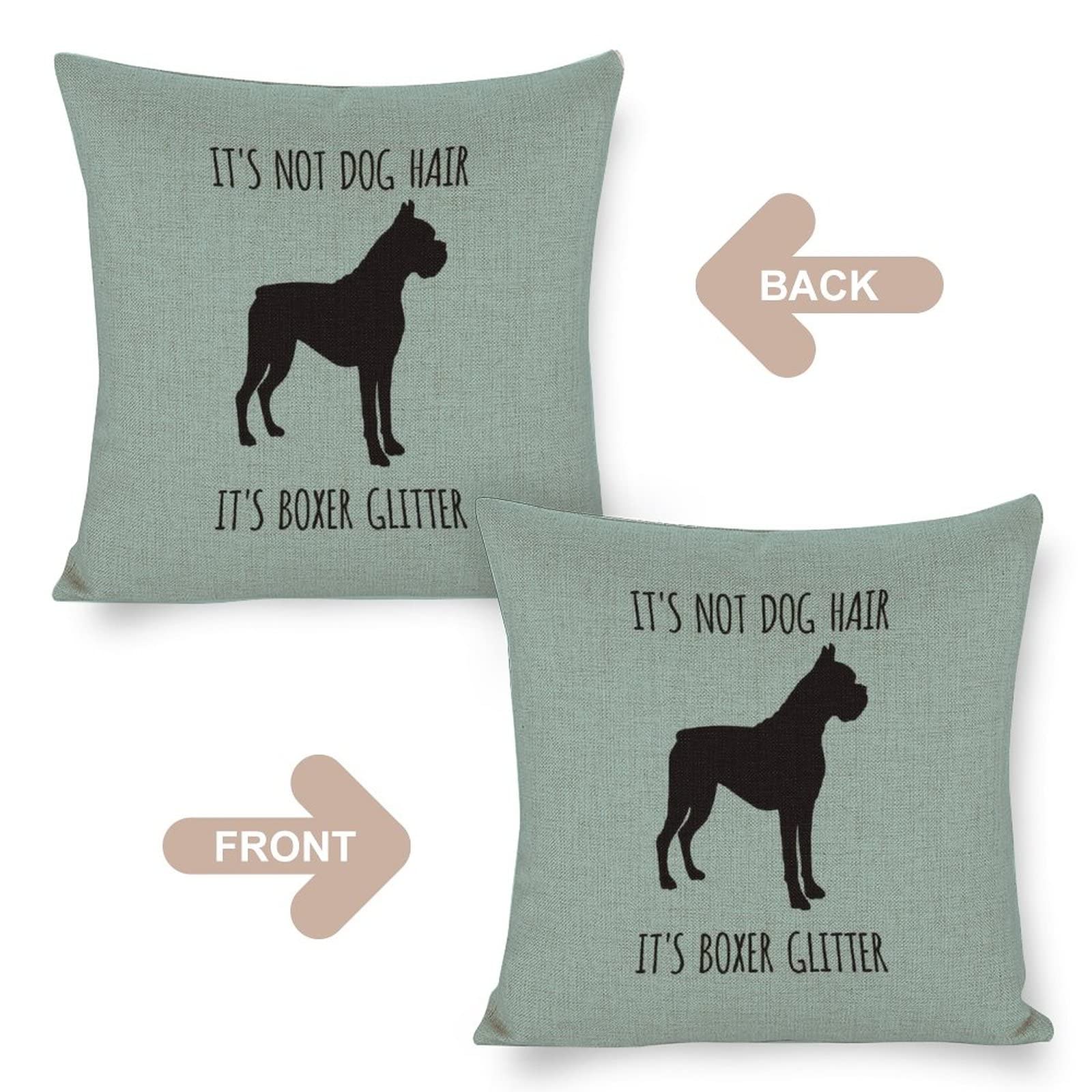 Boxer Dog Pillow Cover 16x16 Inches - Funny Boxer Glitter Dog Hair Design - Perfect Gift for Boxer Lovers, Dog Moms & Home Decor - Great for Living Room, Bedroom & Dog Lover Gifts