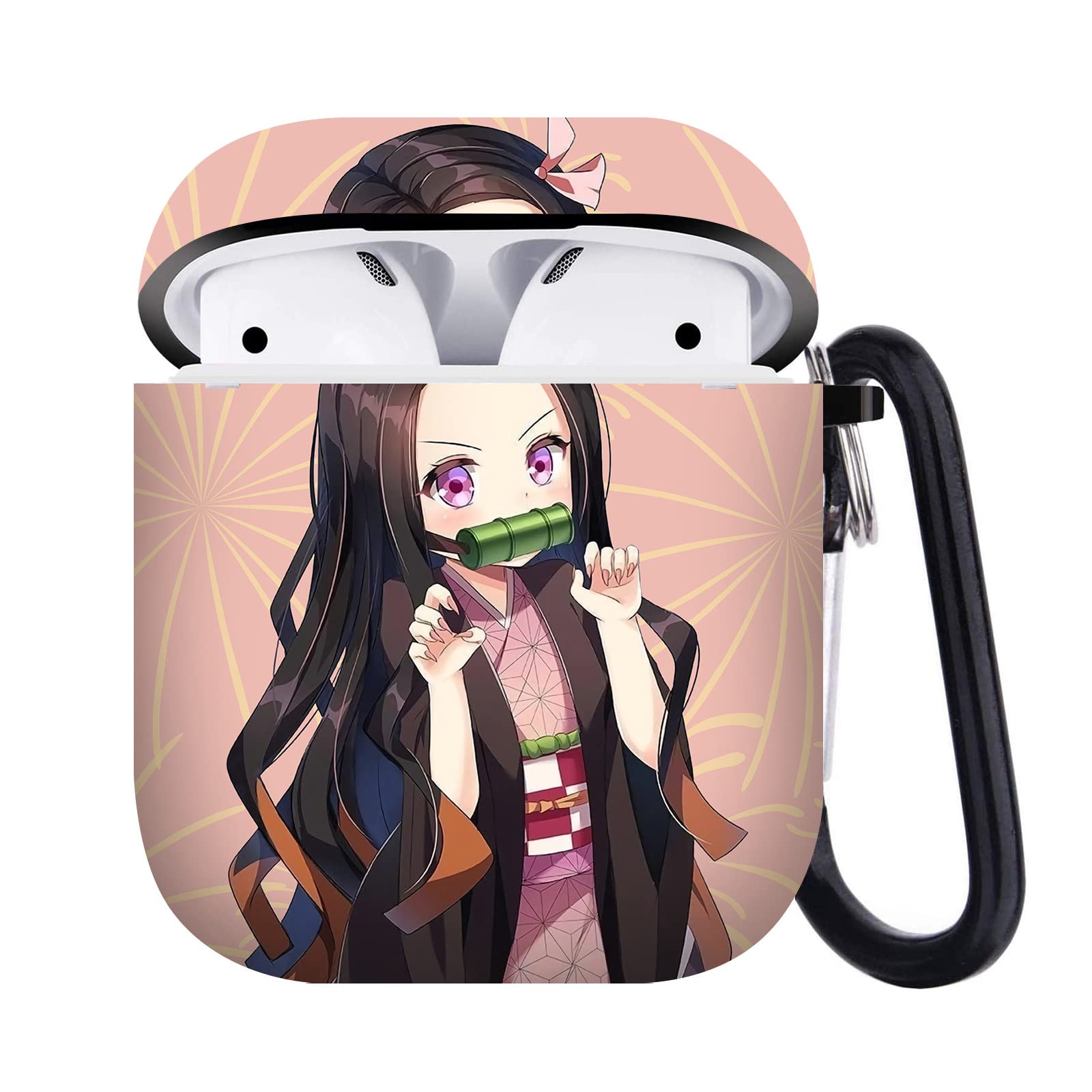 Demon Slayer AirPods Case 3D Printed Cover for AirPods 1/2/Pro - Anime Protective Case with Carabiner for Travel & Daily Use