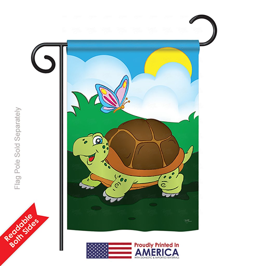 Double-Sided Turtle Garden House Flags Set - 28x40 Inch Outdoor Decorative Yard Banner with Animal Critter Designs (Bee, Ladybug, Pet, Nature) - Perfect for Garden, Patio, Lawn & Home Decor Gifts
