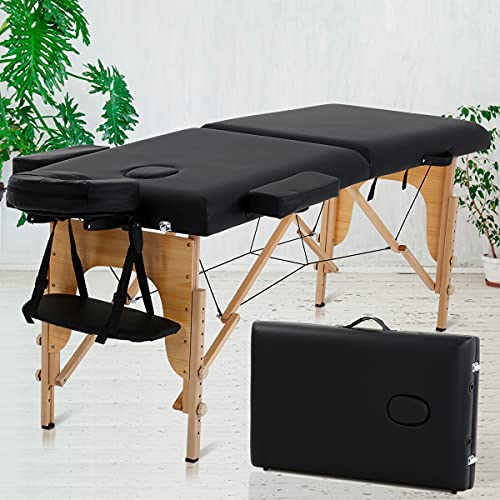 Portable 73 Inch Adjustable Height Massage Table with Face Cradle & Carry Case - Foldable Spa Bed for Salon, Beauty Treatment, Tattoo & Home Use - Perfect for Professional Therapists & Relaxation at Home