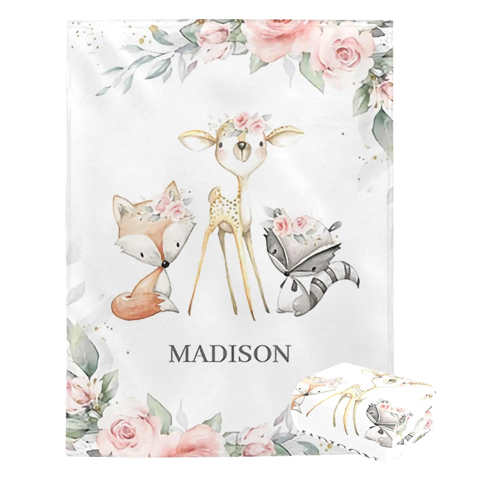 Personalized Baby Blanket with Name & Animals - Custom Soft Blankets for Newborns | Perfect Baby Shower Gift for Boys & Girls | Nursery Decor & Neutral Baby Essentials | Ideal for Cuddling, Swaddling & Photo Props