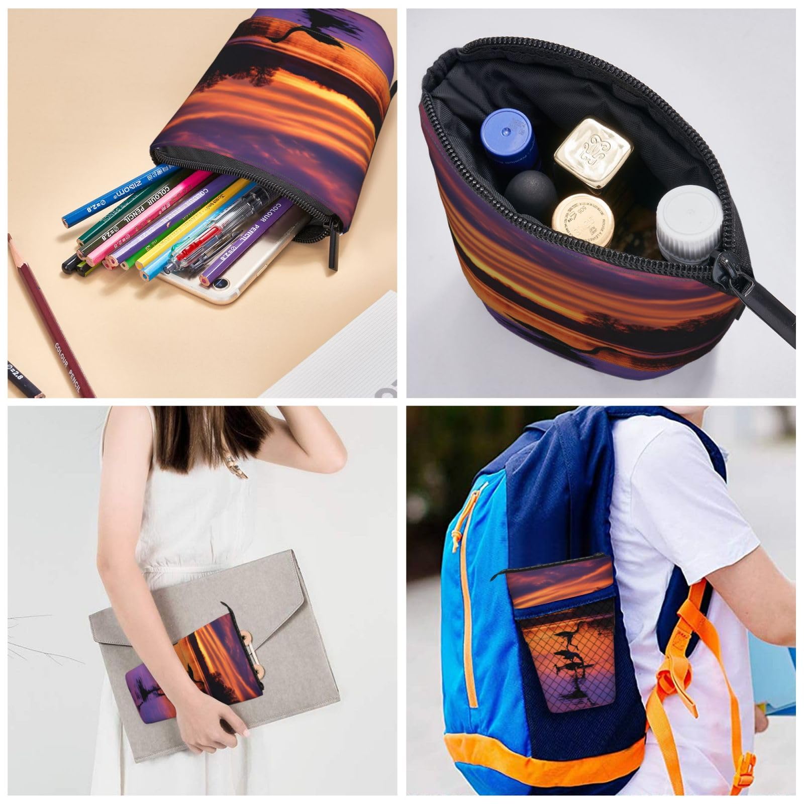 WURTON Hunting & Wild Ducks Print Expandable Pencil Case - Portable Stationery Organizer for School, Office & Travel | Perfect for Pens, Makeup & Art Supplies Storage
