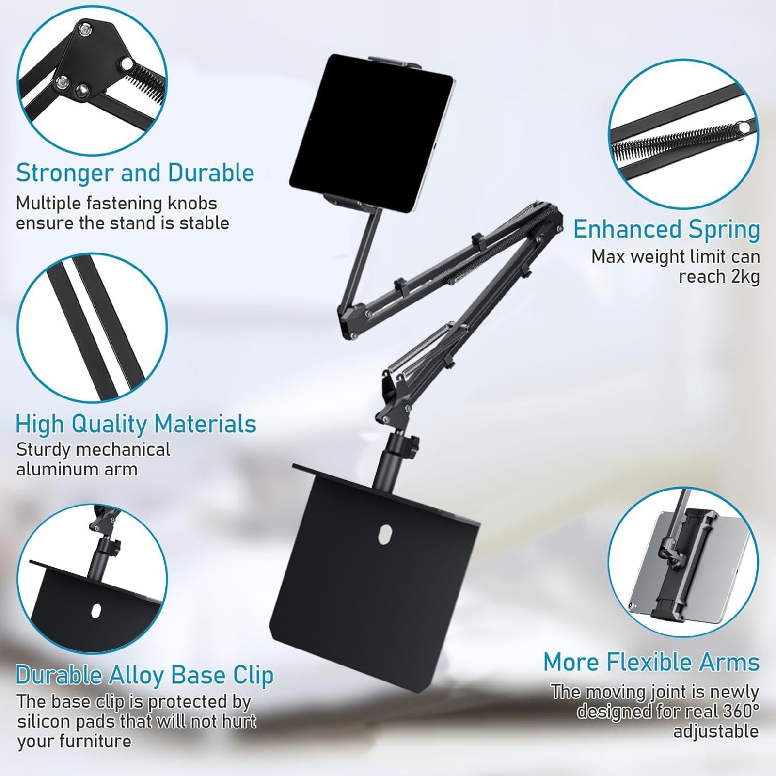 Adjustable Phone Holder for Bed - 360° Swivel & Flexible Phone Mount Stand for iPhone, Samsung & Smartphones - Perfect for Reading, Watching Videos & Hands-Free Calling in Bed