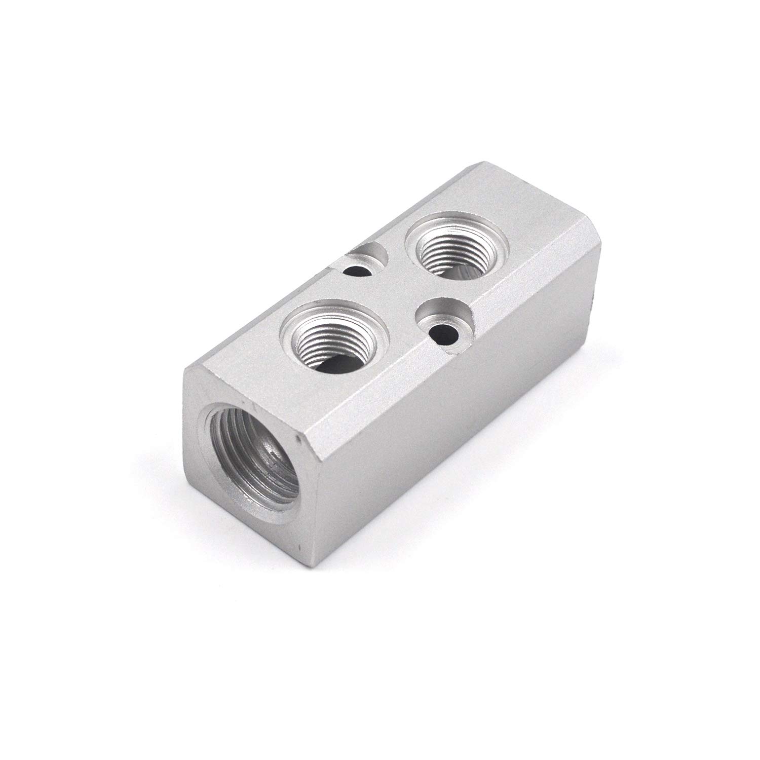 2-Way Aluminum Air Distribution Block for Pneumatic Compressor - Tulead Air Manifold (Silver) | Ideal for Industrial Automation, HVAC Systems & Pneumatic Tool Setups