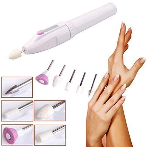 KINZILLA 7-in-1 Electric Nail Drill Kit for Manicure & Pedicure - Professional Nail Art Decorator, Grinder, Polish & Grooming Tool with Salon Sharper - Perfect for Home & Professional Nail Care (White)