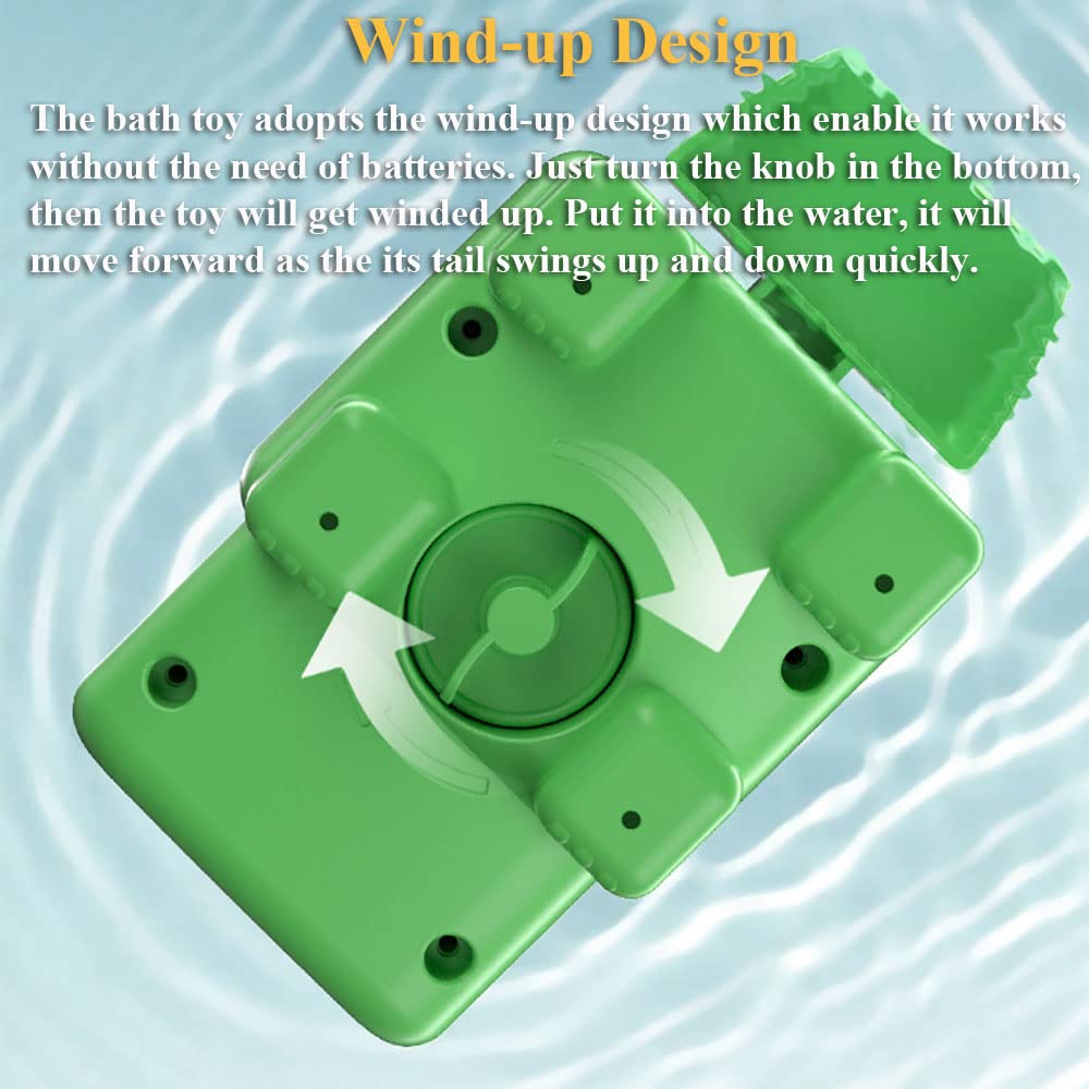 Wind-Up Crocodile Bath Toy - Swimming Clockwork Alligator Tub Toy for Kids | Fun Floating Pool & Bathtub Water Play | Durable Green Plastic for Toddlers & Infants