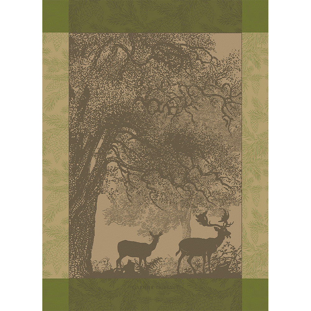 Cerf Et Biche Tea Towel - Elegant Deer Design Cotton Kitchen Towel for Drying Dishes, Decor & Gift Giving - Perfect for French Country Kitchen, Holiday Hostess Gifts & Farmhouse Decor