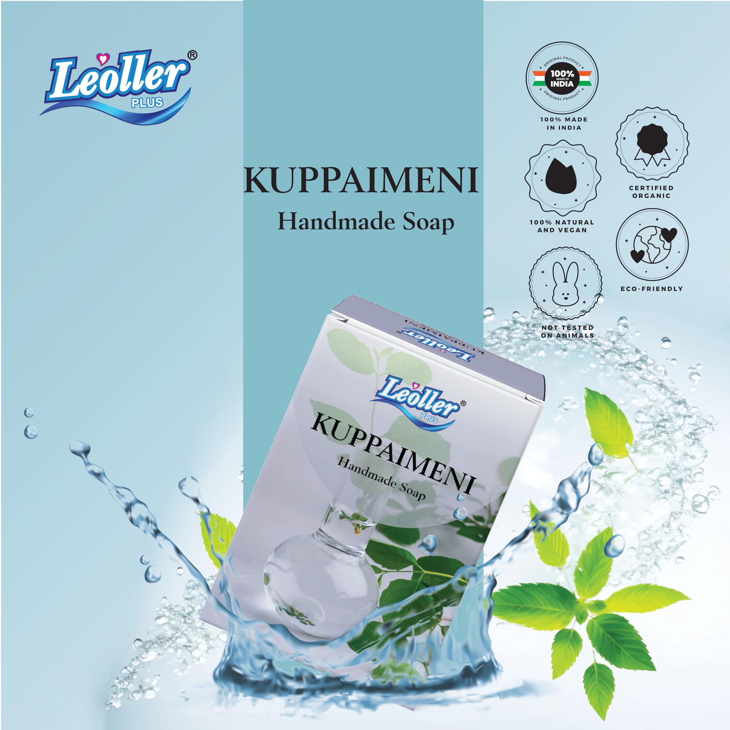 Leoller 100% Natural Handmade Kuppameni Soap - 4 Pack (100g Each) | Organic, Chemical-Free, Vegan Skincare for Face & Body | Perfect for Sensitive Skin, Daily Cleansing & Gift Sets