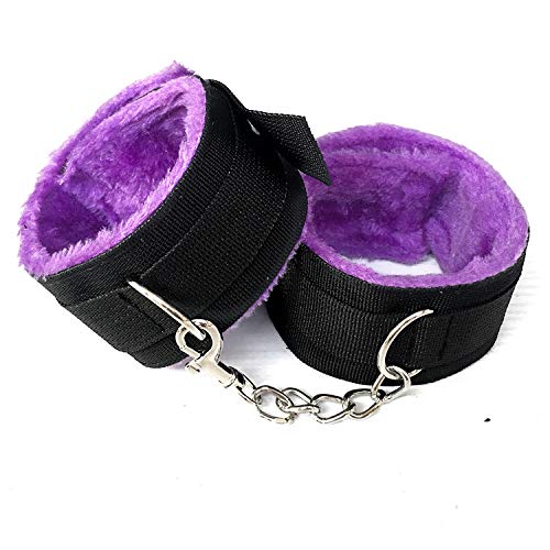 Fluffy Wrist Leather Handcuffs Bracelet with Soft Plush Lining - Adjustable Role Play Accessories for Couples, BDSM, Cosplay & Yoga Exercise Bands - Perfect for Home, Gym, Party & Valentine's Gift