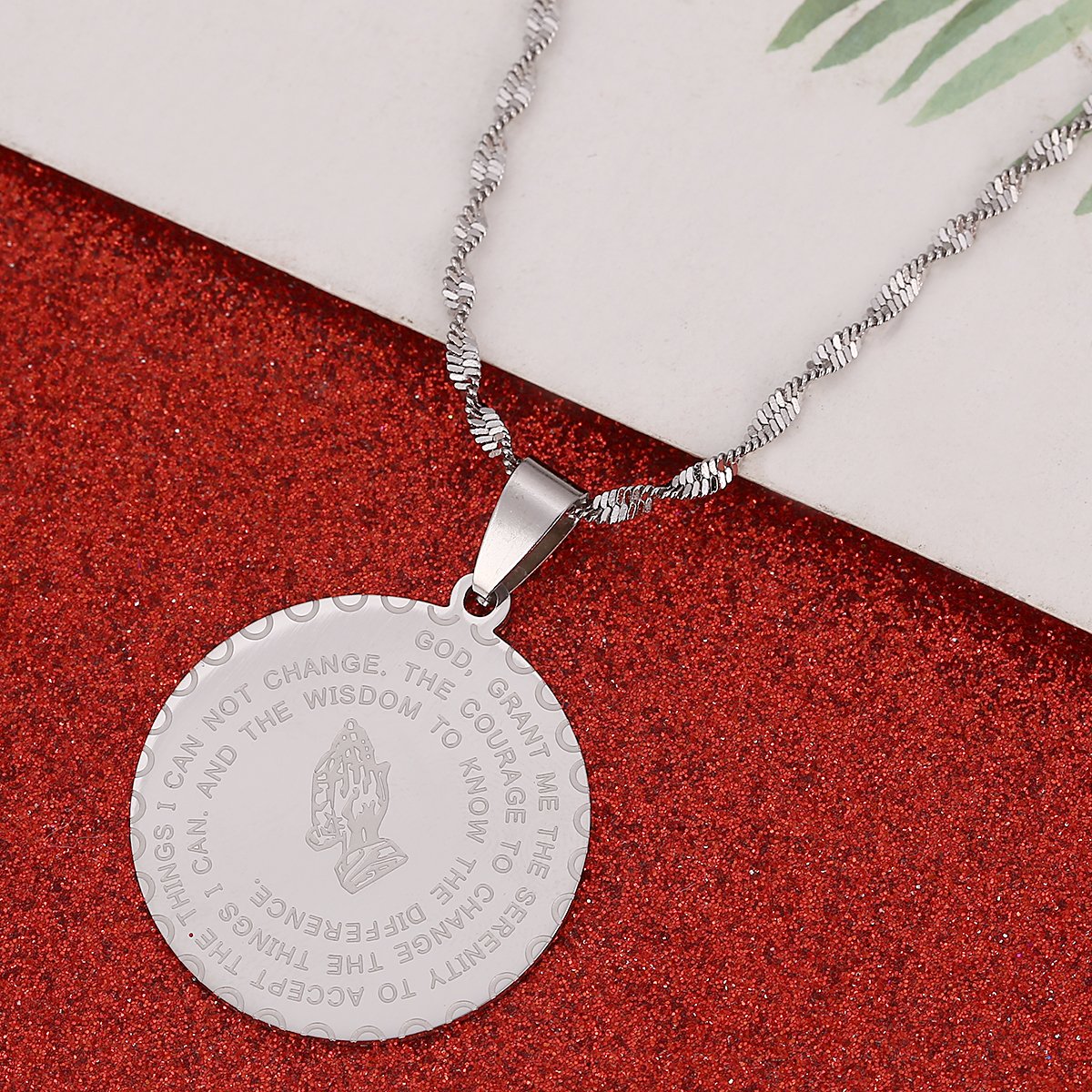 Christian Prayer Jewelry - Bible Verse Coin Medal with Praying Hands, Lord's Prayer Necklace for Women & Men | Faith-Based Gift for Baptism, Confirmation & Daily Devotion