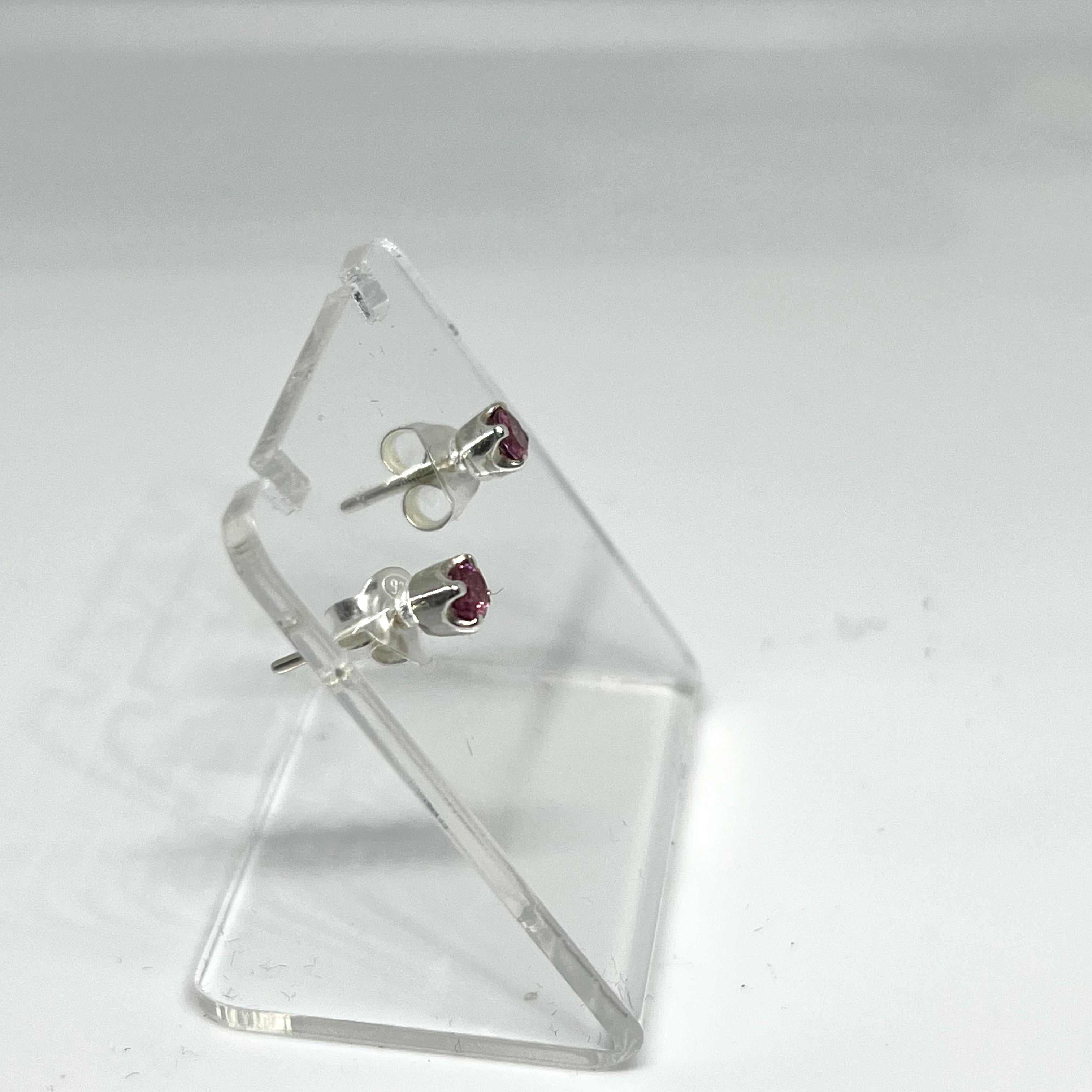 Pink Tourmaline Round Faceted Gemstone Stud Earrings 4-Prong Set - Elegant Jewelry for Women, Perfect for Weddings, Parties & Daily Wear (PSE007)