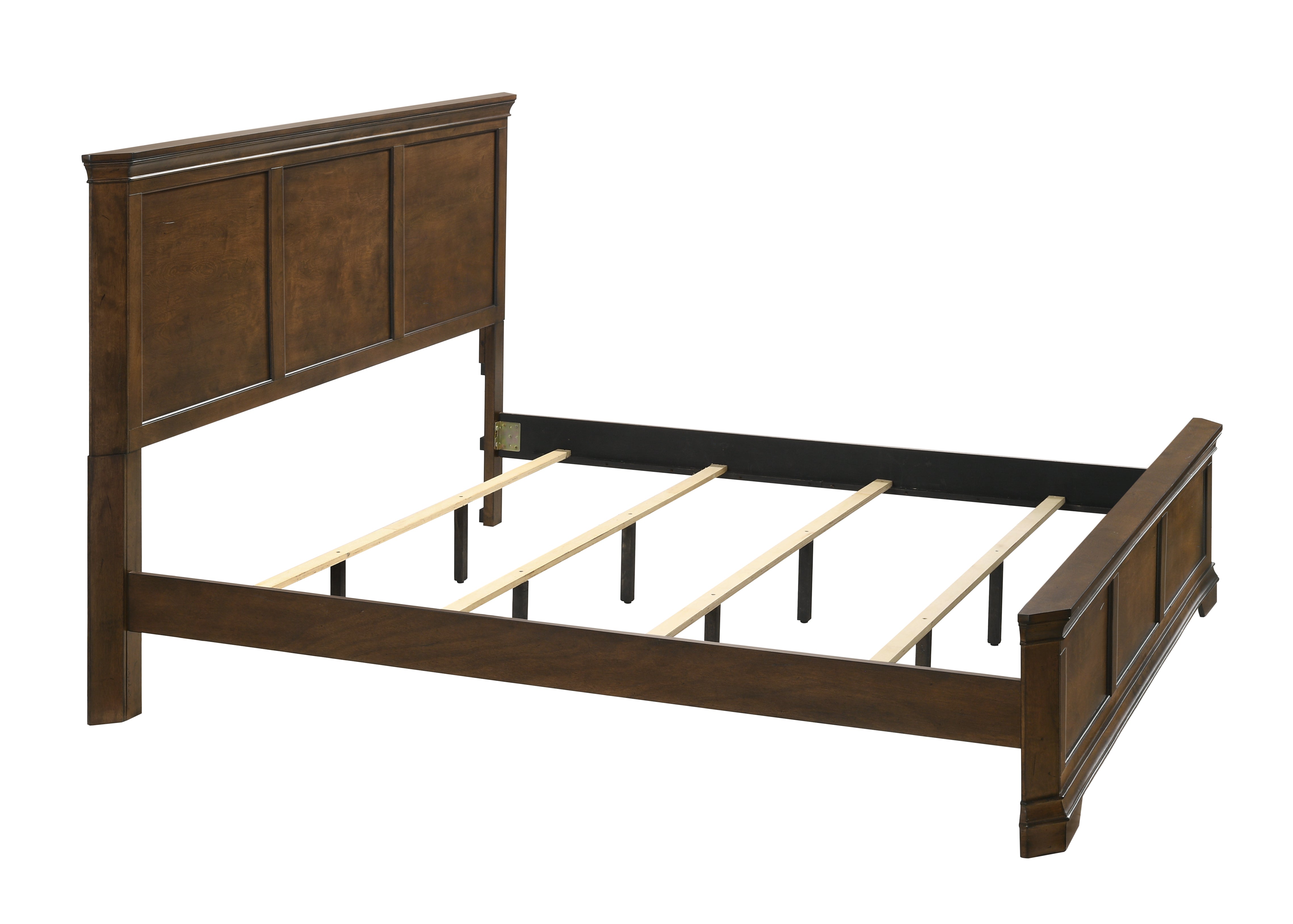 Madrene Traditional Wood Panel Bed - Antique Walnut Finish Queen Size Solid Wood Frame for Bedroom | Classic Elegant Design for Master Suite & Guest Room