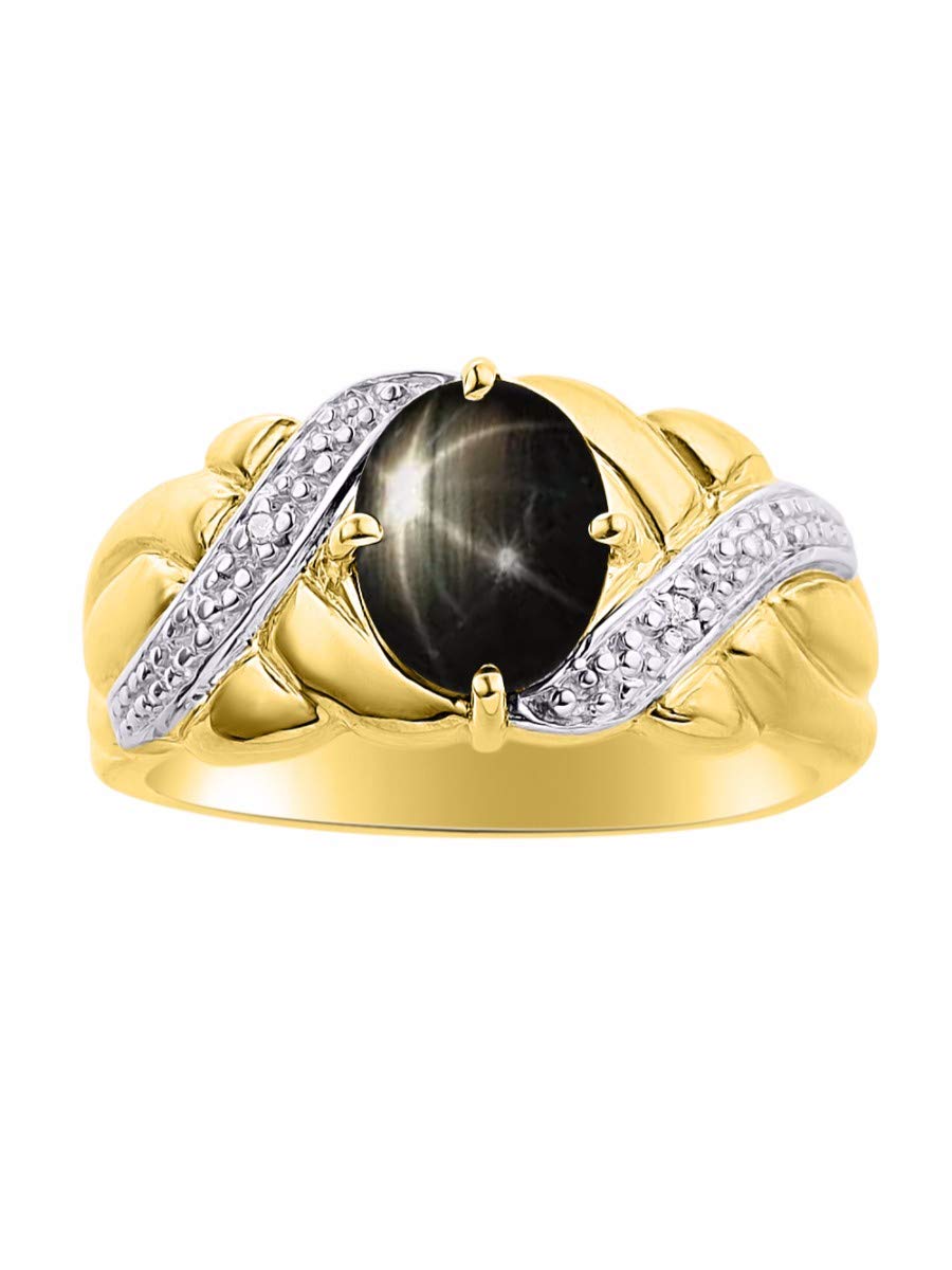 RYLOS 14K Gold Plated Sterling Silver Oval Gemstone & Diamond Ring for Women - Size 5-13 | Elegant 9x7mm Oval Cut Jewelry for Anniversary, Engagement, Wedding & Everyday Wear