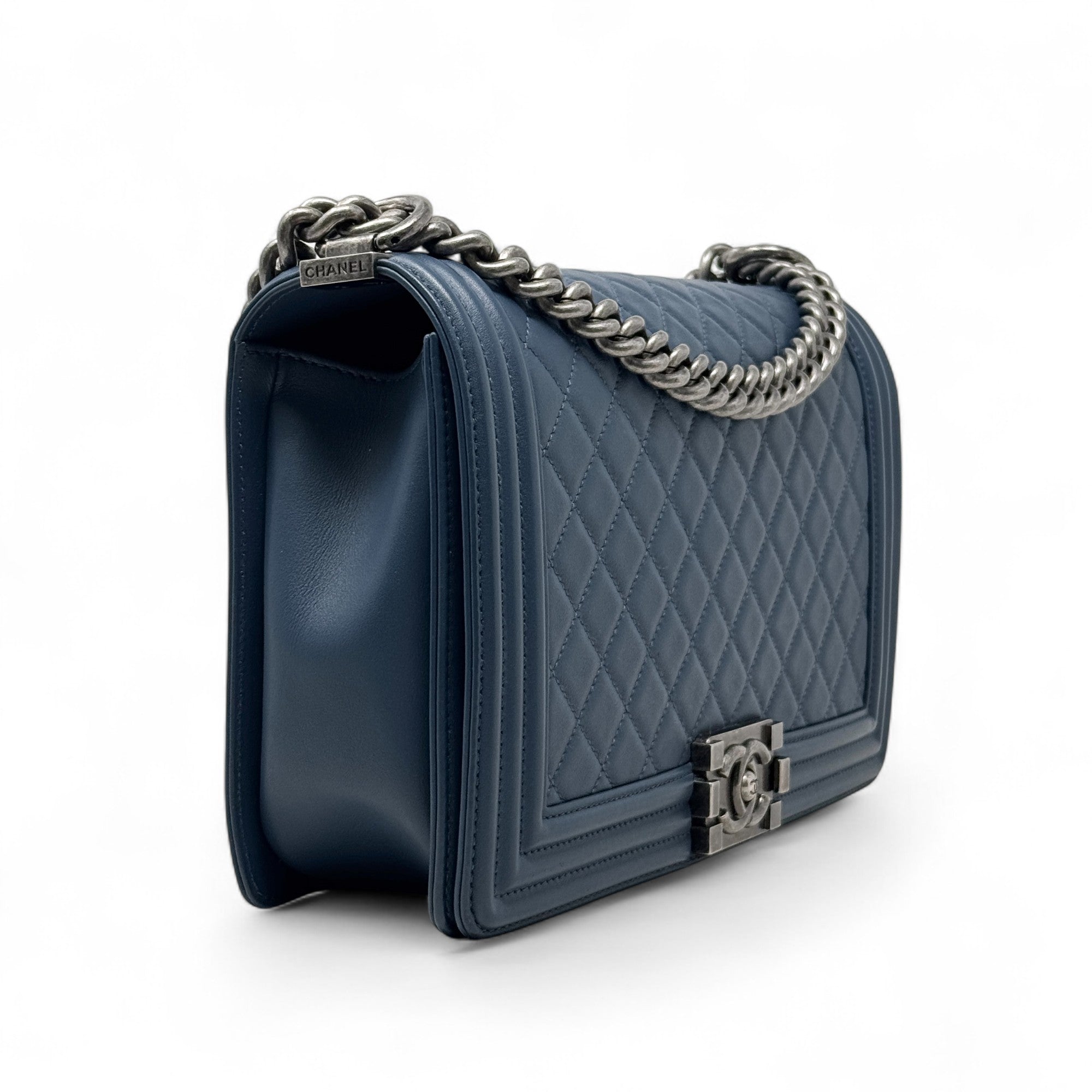Chanel Blue Large Boy Bag - Luxury Designer Handbag for Women | Perfect for Parties, Weddings & Evening Events