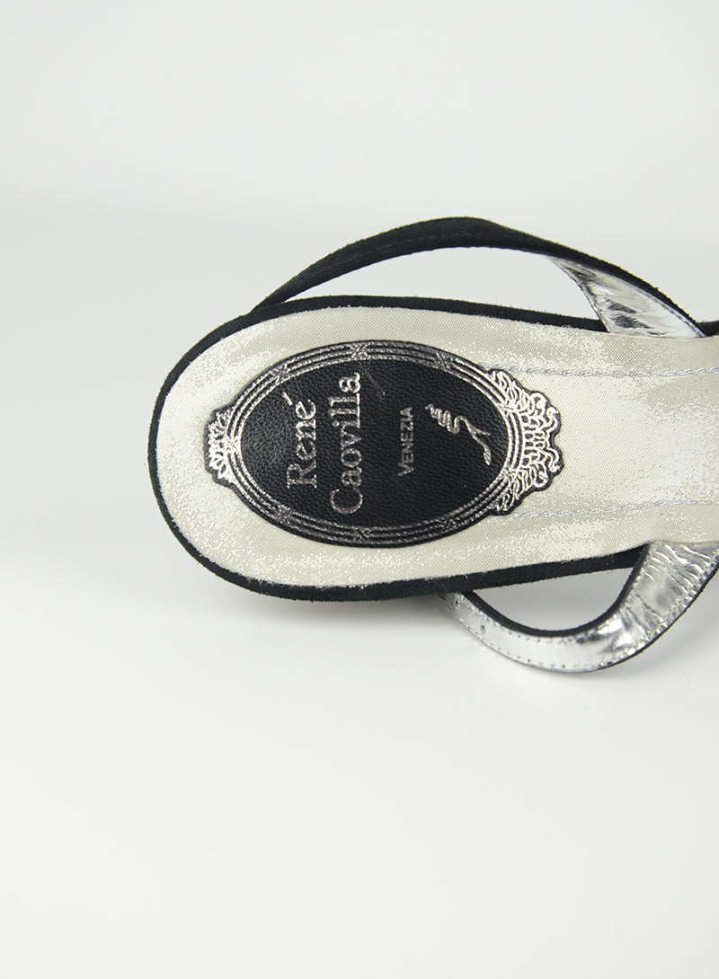 Rene Caovilla Black Bow Sandals Size 38 | Elegant Women's Dress Shoes for Weddings, Parties & Special Occasions