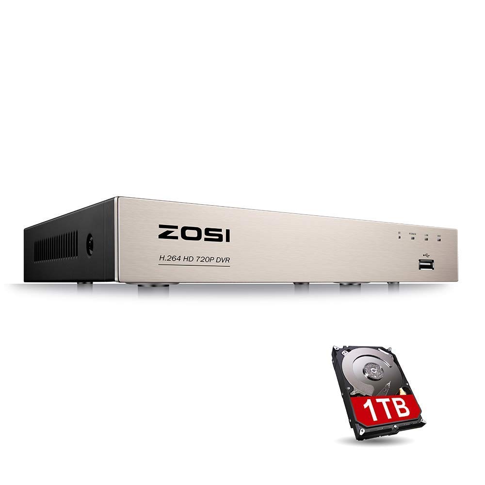 ZOSI 8CH 4-in-1 HD-TVI DVR Security System with 1TB HDD - 1080N/720P Resolution, H.264 Compression, Network & Motion Detection - Compatible with 720P/1080P Security Cameras (Renewed) - Ideal for Home, Office & Business Surveillance