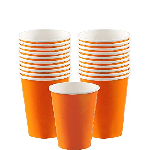Eco-Friendly 9 oz Disposable Paper Cups - Pack of 14, Solid Pumpkin Orange Color - Perfect for Halloween Parties, Thanksgiving Dinner, Fall Picnics & Seasonal Events