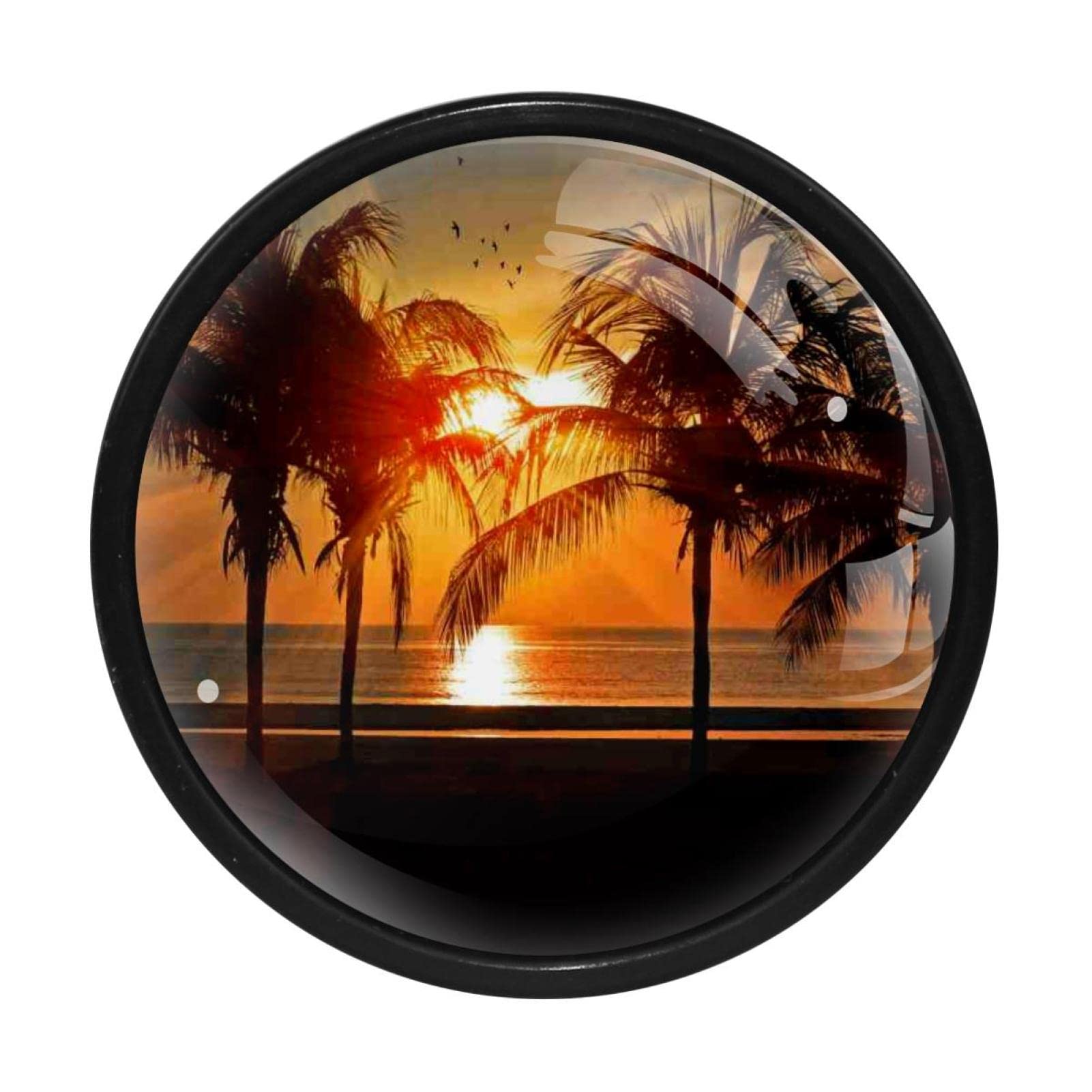 GIAPB 4Pcs Cabinet Handles - Vintage Beach Sunset Scenery Drawer Knobs for Kitchen Cabinets, Dressers & Furniture - Easy Installation Hardware for Home Decor & DIY Projects (Perfect for Coastal, Boho & Beach House Themes)