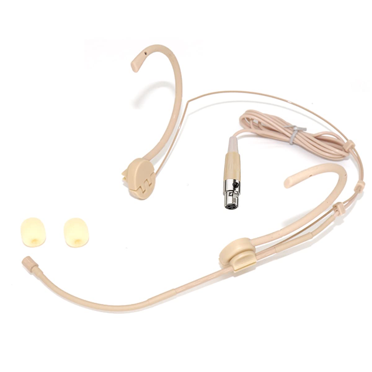 Foldable Headset Microphone - Omnidirectional Condenser Mic with Double Over-Ear Design, Compatible with AKG Wireless System & Bodypack Transmitter, Includes 1.2m Cable & Mini XLR 3-Pin TA3F Plug - Perfect for Live Performances, Podcasting, and Broadcasting