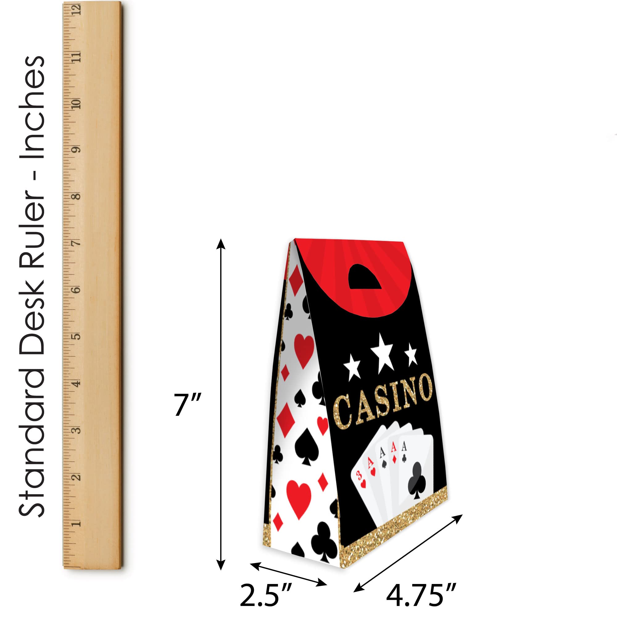 Big Dot of Happiness Las Vegas Casino Gift Favor Box - Set of 12 Party Goodie Bags for Casino Night, Bachelorette Party & Themed Events