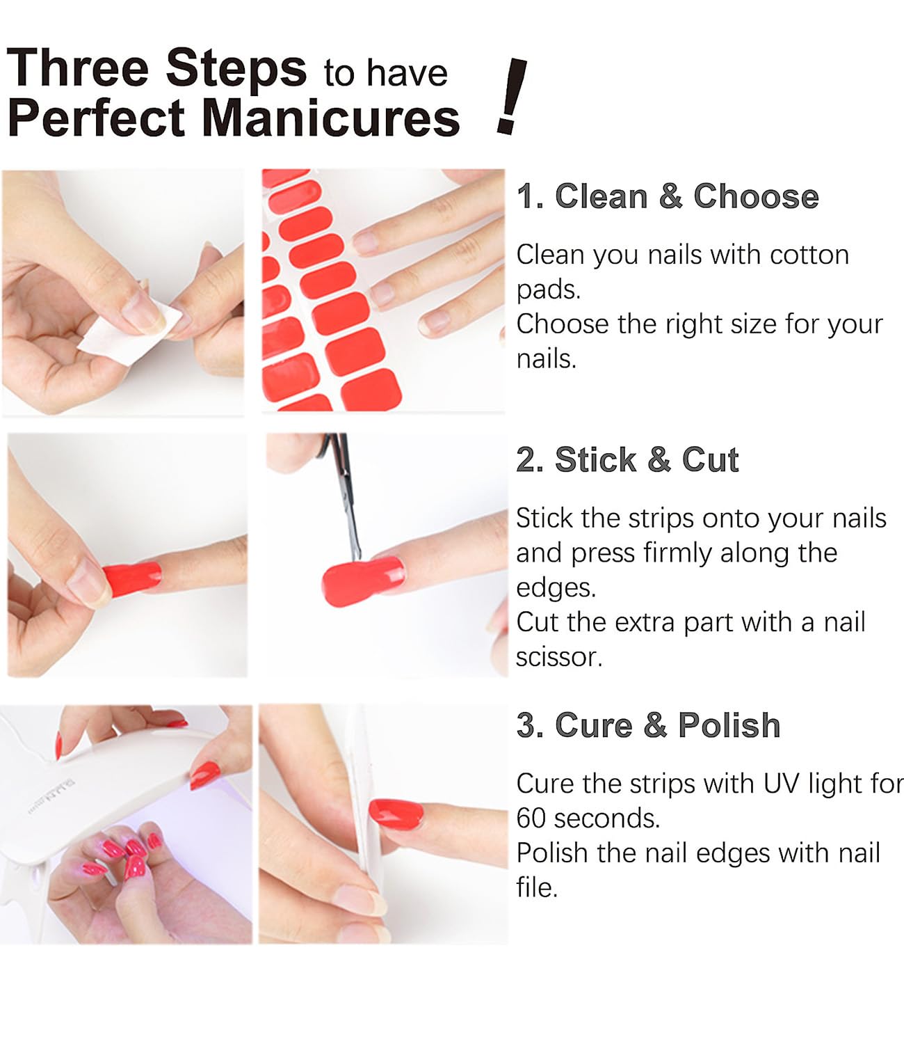 Semi Cured Gel Nail Strips - 20pcs Summer Neon Pink UV Gel Nail Wraps for DIY Home Manicure | Long Lasting Salon Quality Nail Stickers | Perfect for Parties, Weddings & Everyday Wear