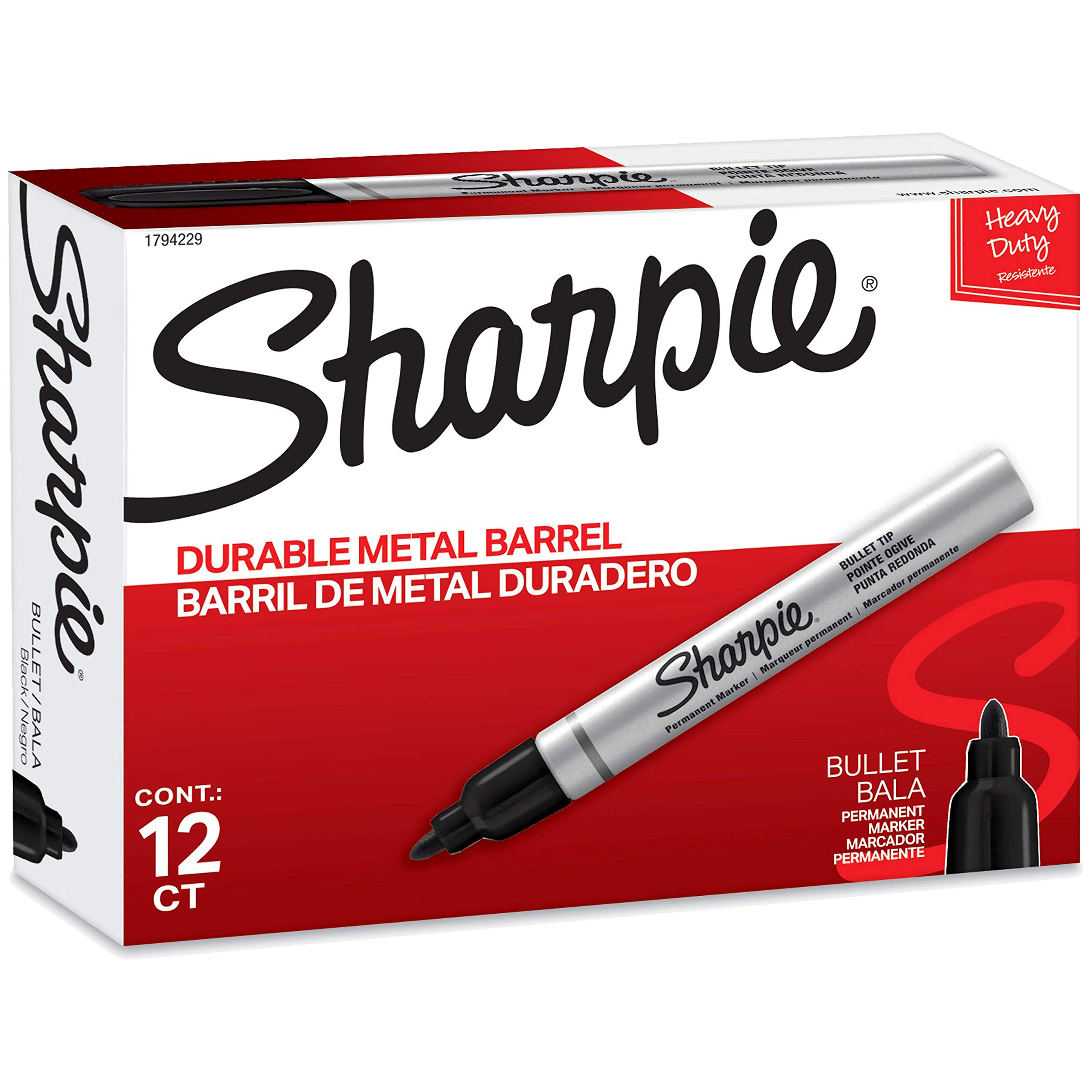 Sharpie Pro Bullet Tip Industrial Strength Permanent Markers - 12 Pack Black Ink for Warehouse, Construction & Office Use - Fade Proof, Quick Drying, Long Lasting Markers for Labeling, Inventory & Industrial Applications