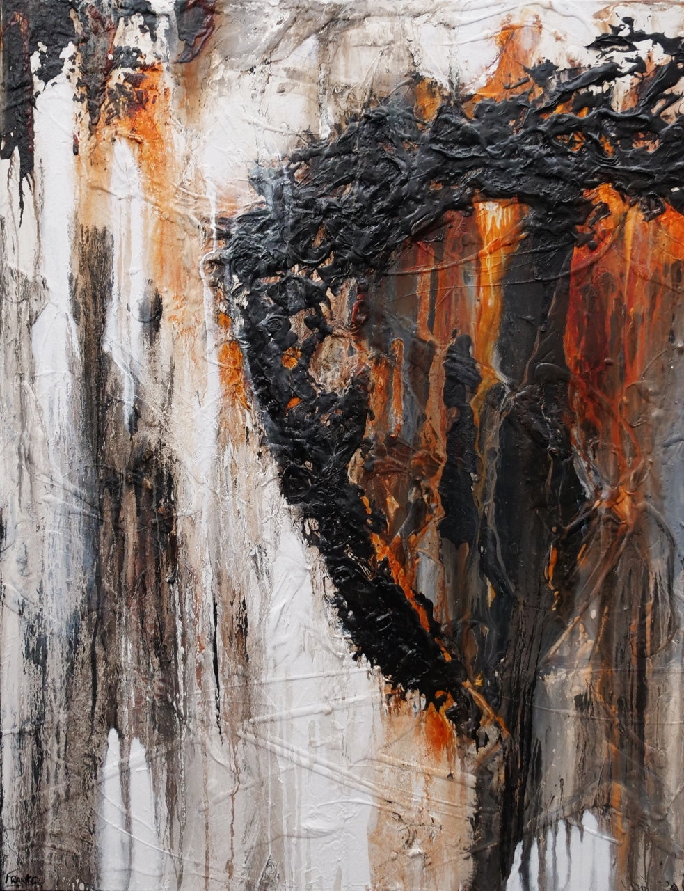 Ghost Gum 140cm x 180cm Rust Oxide Black Textured Abstract Canvas Art Painting - Modern Wall Decor for Living Room, Bedroom, Office