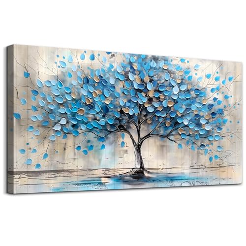 Abstract Blue Tree Wall Paintings
