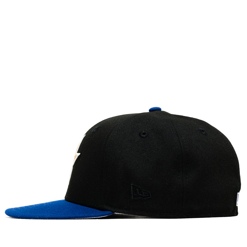 New Era x Politics Houston Astros 59FIFTY Fitted Hat - Black/Light Royal - Official MLB Baseball Cap for Men & Women - Perfect for Games, Streetwear & Sports Fans