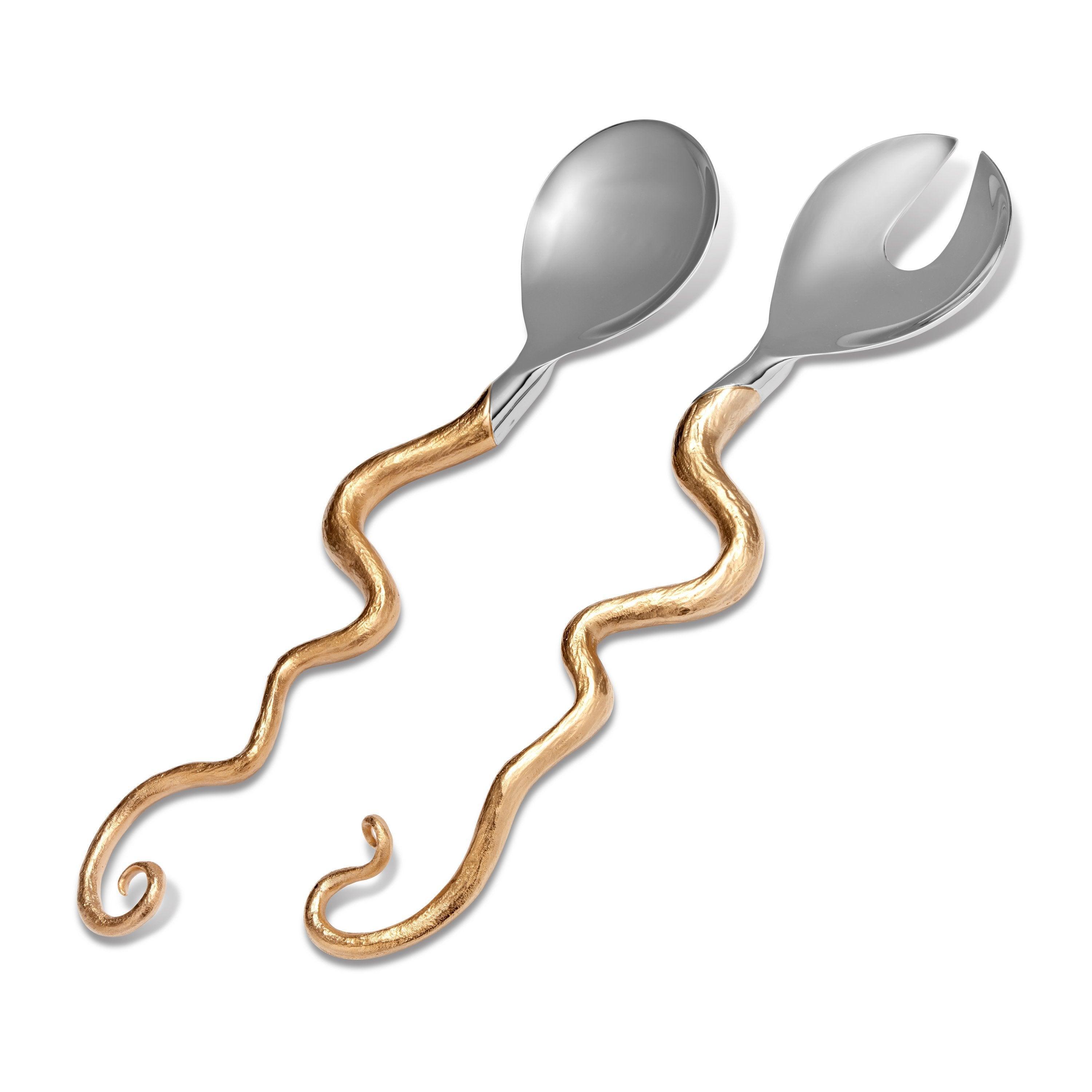 Premium Haas Twisted Horn Serving Set (2-Piece) - Elegant Utensils for Cheese, Charcuterie & Entertaining - Perfect for Dinner Parties, Wine Tastings & Gourmet Plating