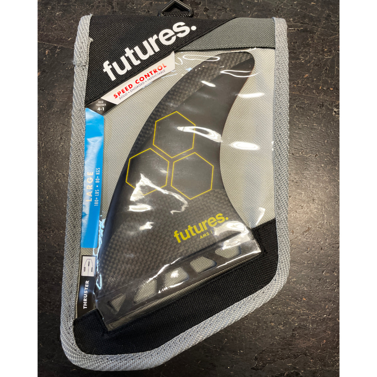 Futures Thruster AM2 Surfboard Fins with Techflex - Black/Orange - High-Performance Fins for Surfing, Shortboards & Performance Waves