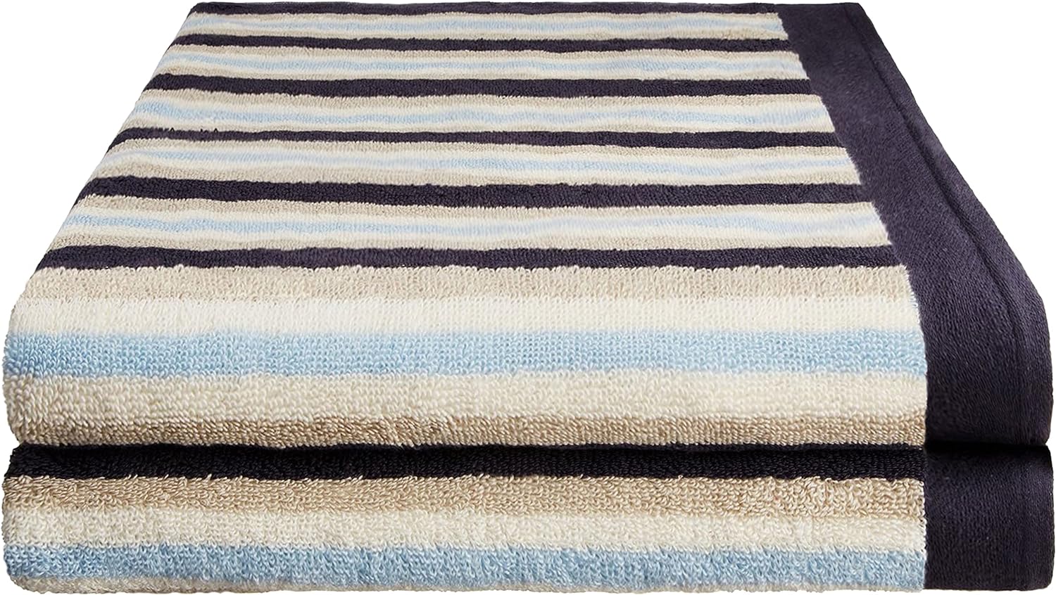 Premium Cotton Stripe 2-Piece Bath Sheet Set - Ultra Soft & Absorbent Towels for Spa, Bathroom & Beach Use