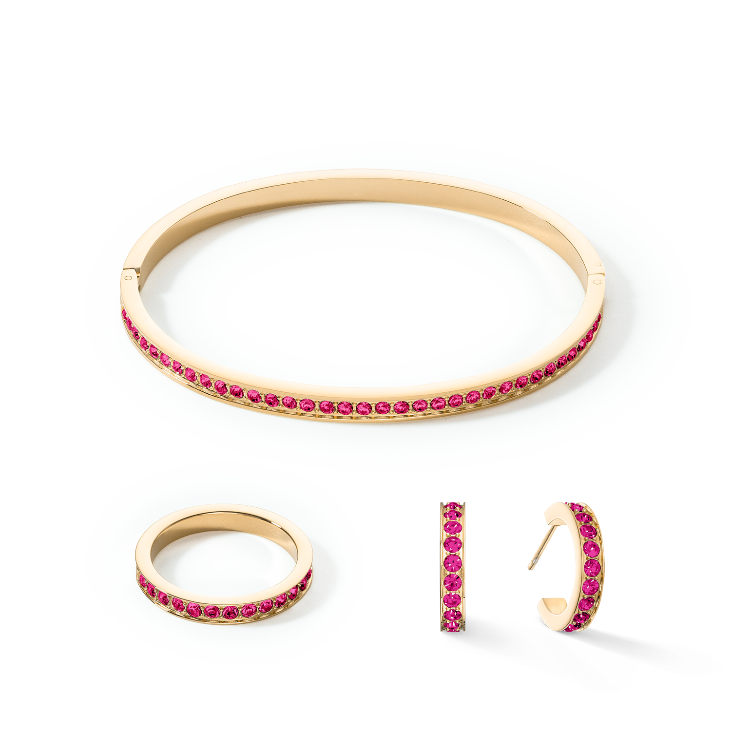 Stainless Steel Ring with Crystals in Gold & Pink - Elegant Jewelry for Women, Perfect for Parties, Weddings & Everyday Wear