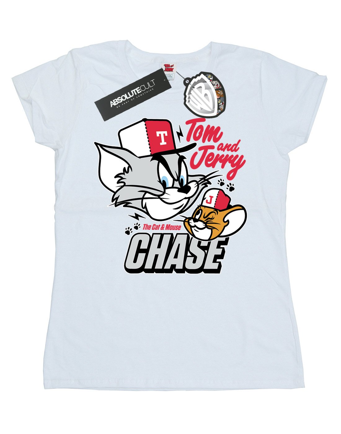 TOM and JERRY Women's Cat & Mouse Chase Graphic T-Shirt - Small White - Casual Cotton Tee for Cartoon Fans, Gift Idea & Everyday Wear