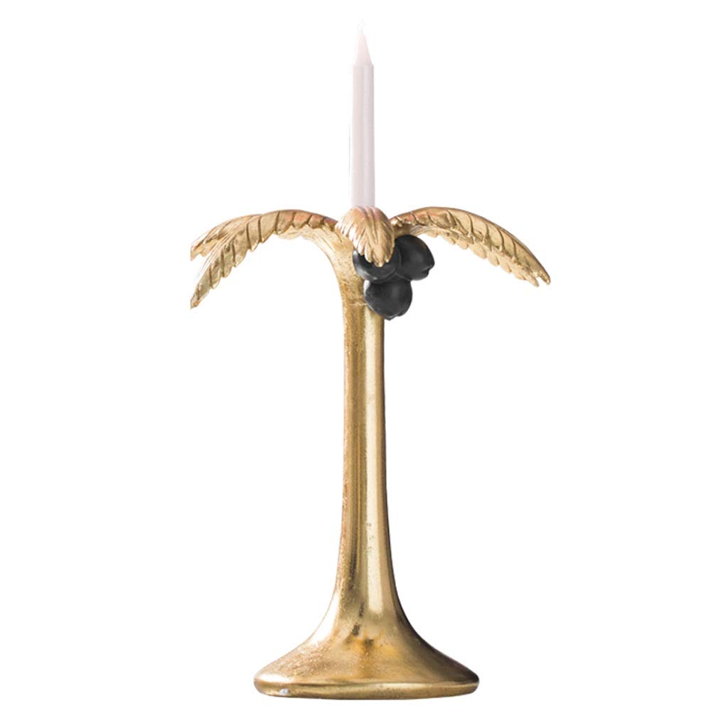 Golden Resin Coconut Tree Candle Holder - Elegant Candlestick for Wedding, Home Decor, Romantic Dinner & Candlelight Ambiance (Size L)