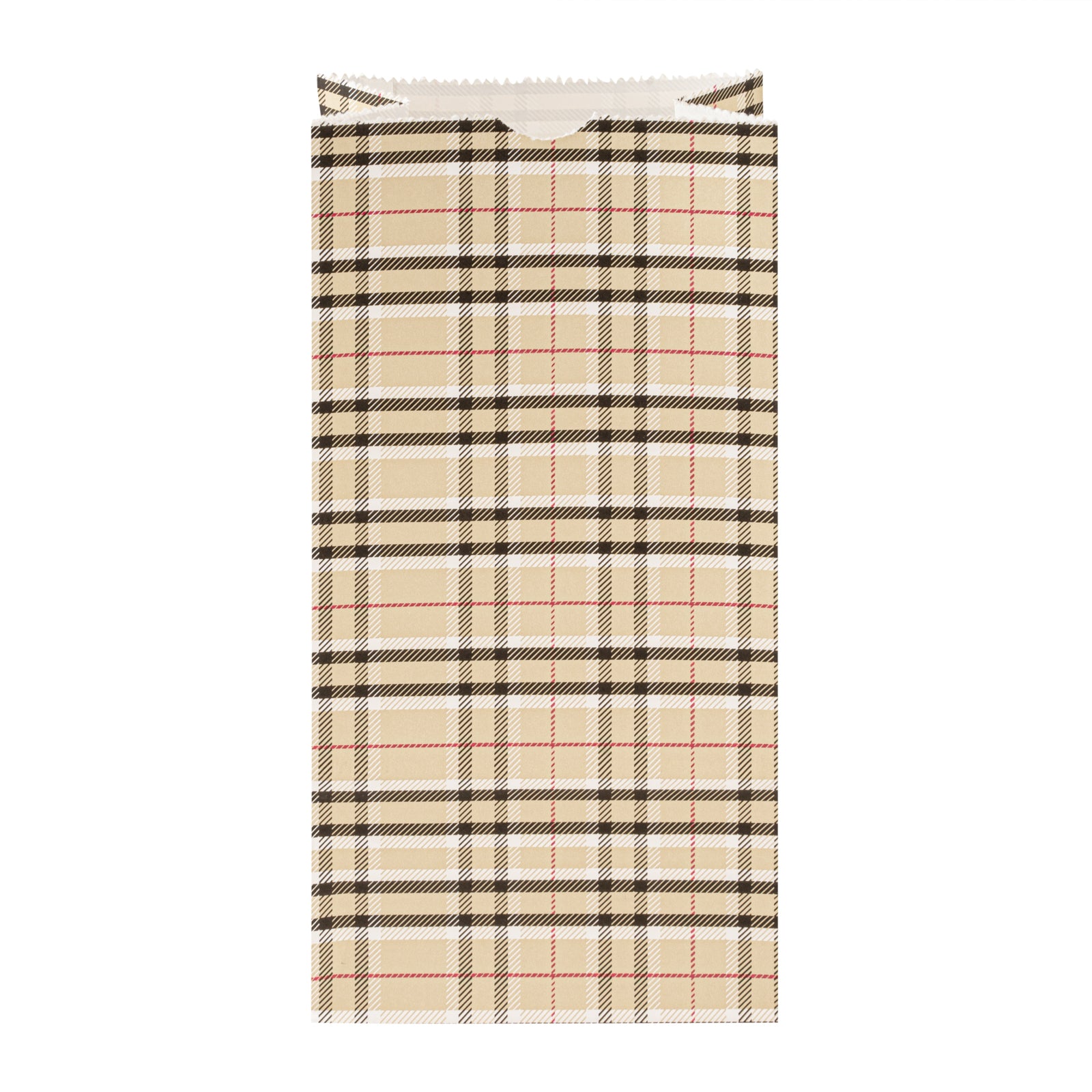 Premium Plaid Paper Bags 2 lb Capacity - 4.25 x 2.25 x 8.5 Inches - Pack of 100 | Eco-Friendly Gift Bags for Parties, Weddings & Retail Packaging