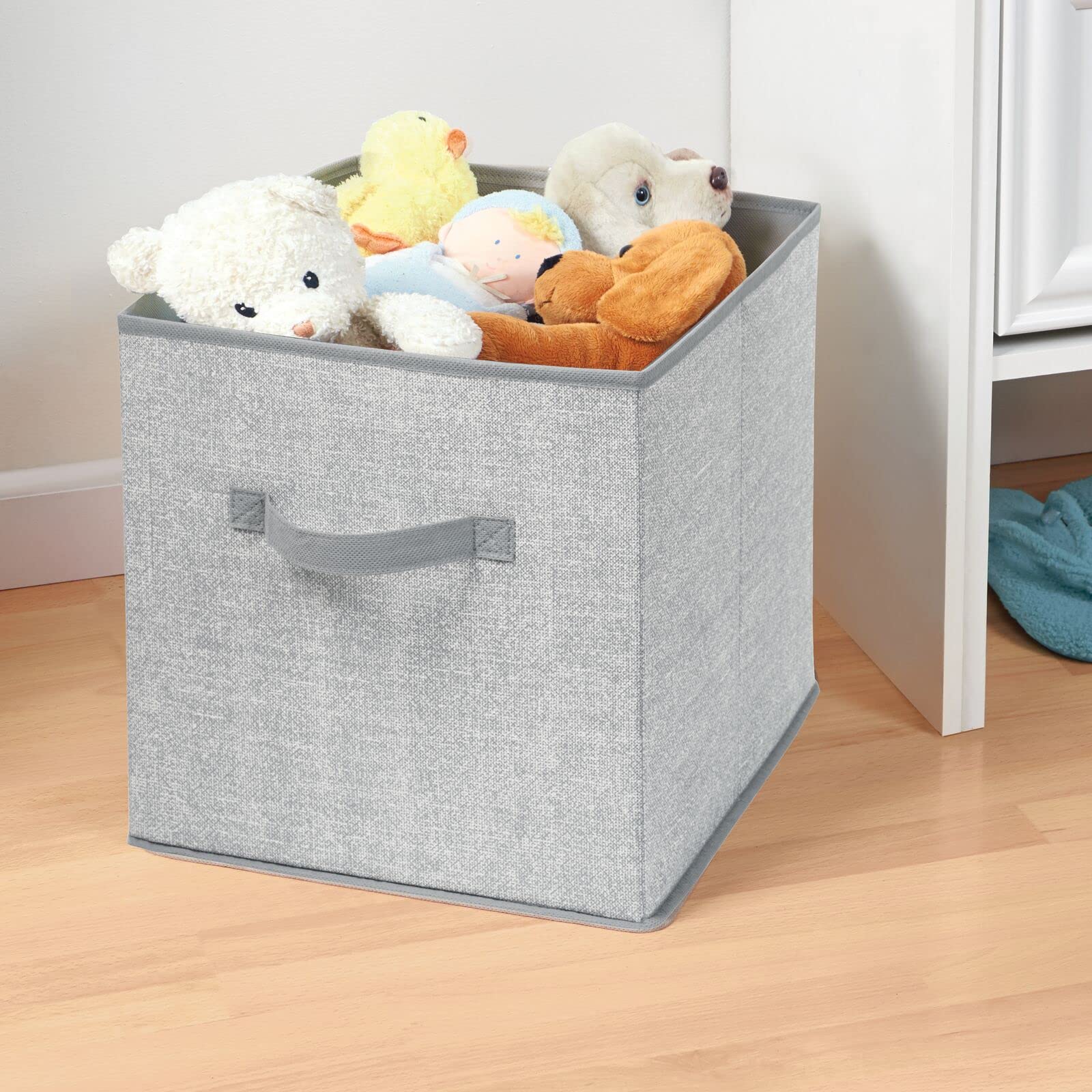 Soft Fabric Storage Bins with Handles for Nursery, Playroom & Closet - 8-Pack Gray Organizer Bins for Toys, Clothes, Diapers & Baby Essentials - Perfect for Cube Shelves & Furniture Storage Solutions