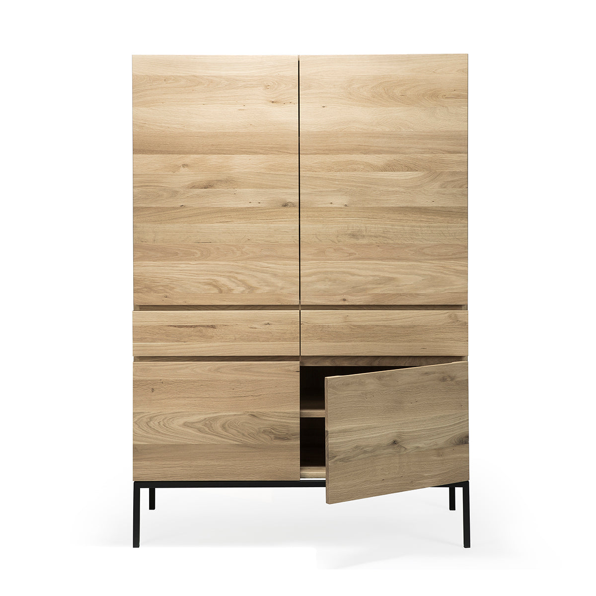 Ligna 4-Door & 2-Drawer Storage Cabinet - Solid Wood Cupboard for Bedroom, Living Room, or Entryway Organization