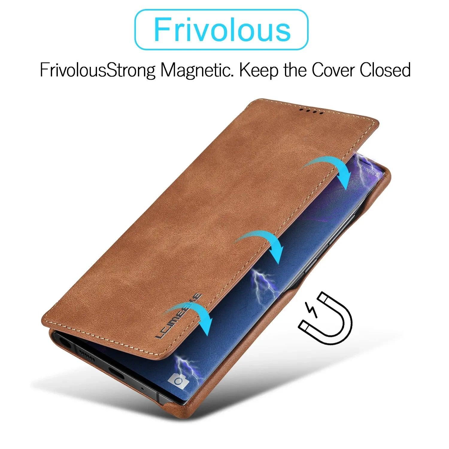 Samsung Galaxy S24 Leather Stand Cover Case - Premium Protective Phone Cover with Kickstand for Hands-Free Viewing - Perfect for Watching Videos, Video Calls, and More