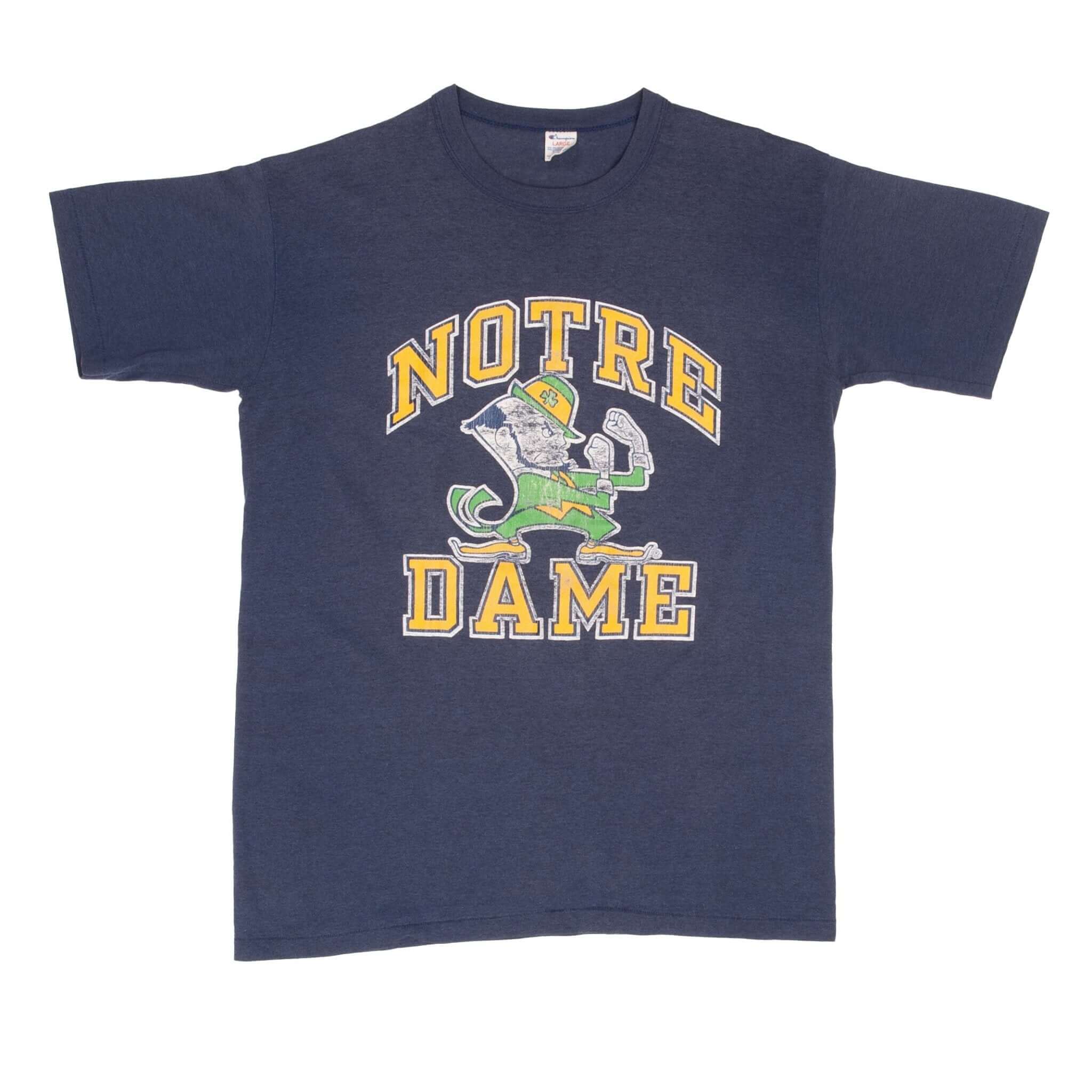 Vintage Champion Notre Dame University 1980s T-Shirt Medium - Made in USA - Retro College Style for Casual Wear & Sports Fans