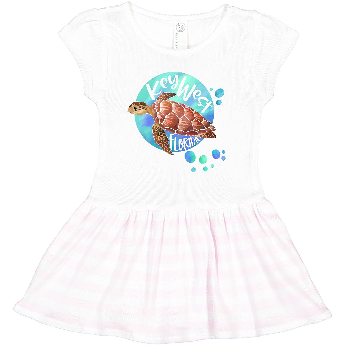 Inktastic Key West Florida Swimming Sea Turtle with Bubbles Toddler Dress - Cute Summer Outfit for Beach Vacation & Family Photos
