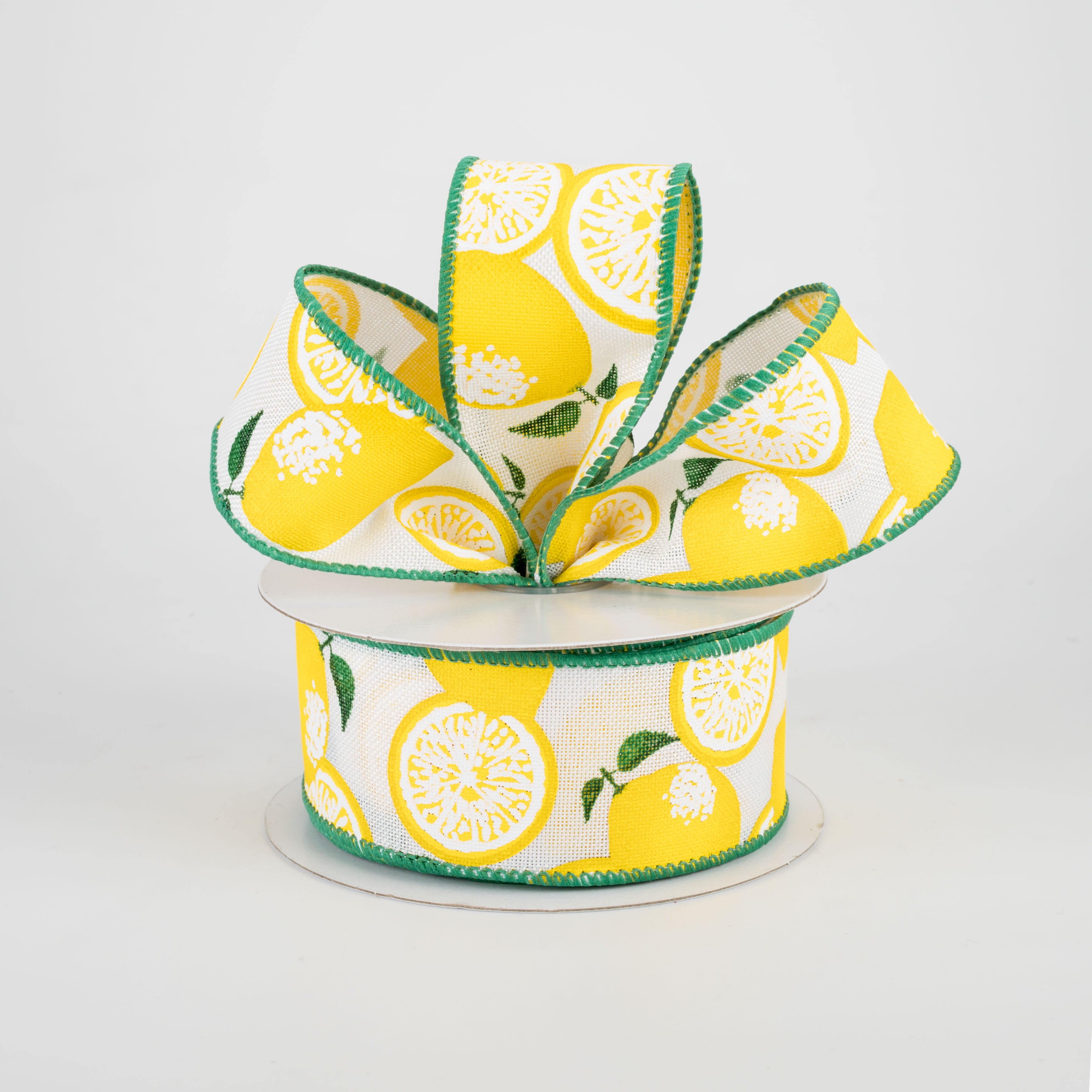 1.5 Inch White Lemons Ribbon - 10 Yards Bulk Roll for Gift Wrapping, Crafts, and DIY Decorations