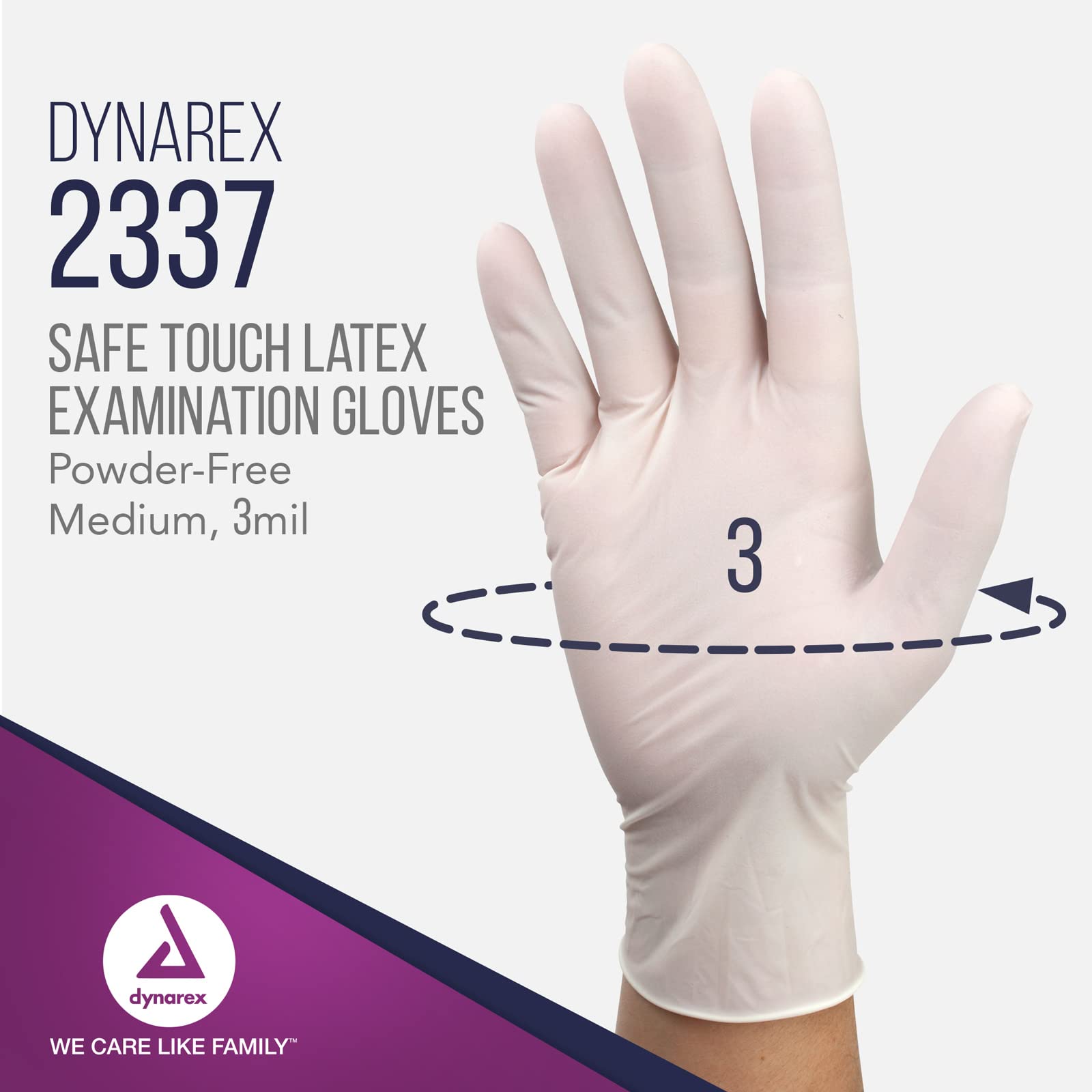 Dynarex Safe-Touch Powder-Free Disposable Latex Exam Gloves - Medium (1000 Gloves/Case) - Ideal for Healthcare, Dental, Food Service & Home Cleaning - Latex Medical Gloves for Professionals & Personal Use