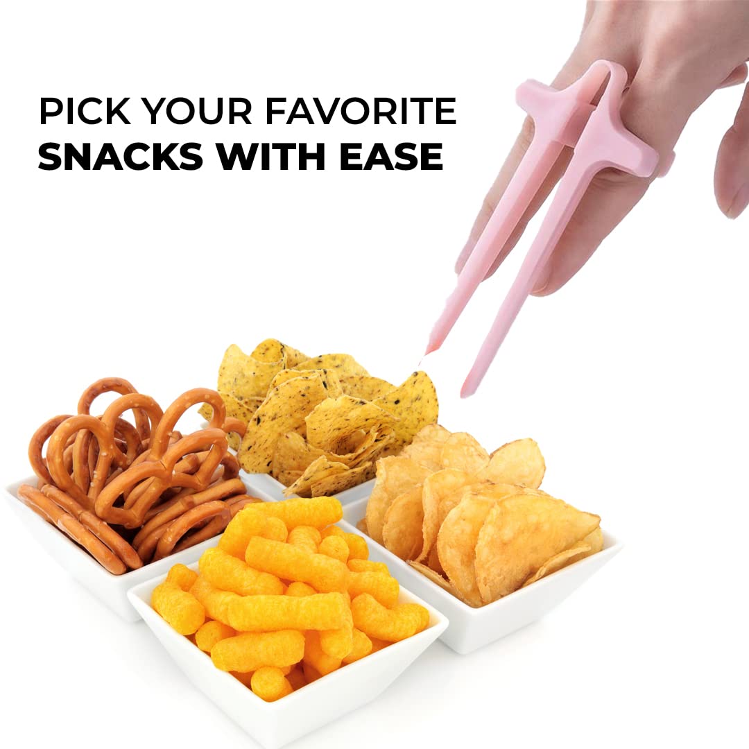 4pcs Multicolor Reusable Finger Chopsticks for Snacking - Gaming Chopsticks, Snack Tongs & Chip Grabber - Perfect Christmas Gift for Gamers (Great for Gaming Sessions, Movie Nights & Party Snacks)