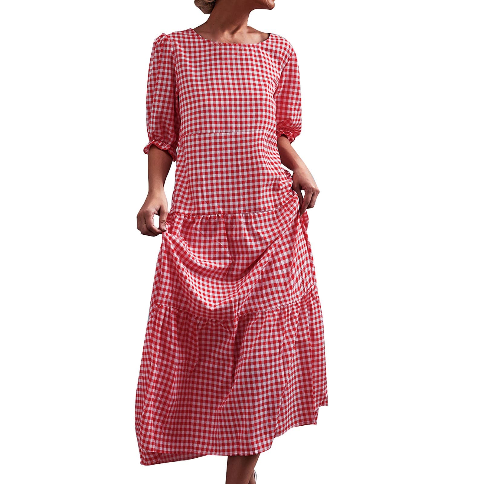 Women's Summer Casual Dress - Lace Up Short Sleeve Ruffle Hem Tunic Mini Dress | Slimming Flowy Beach Dress for Vacation, Date Night & Outdoor Activities