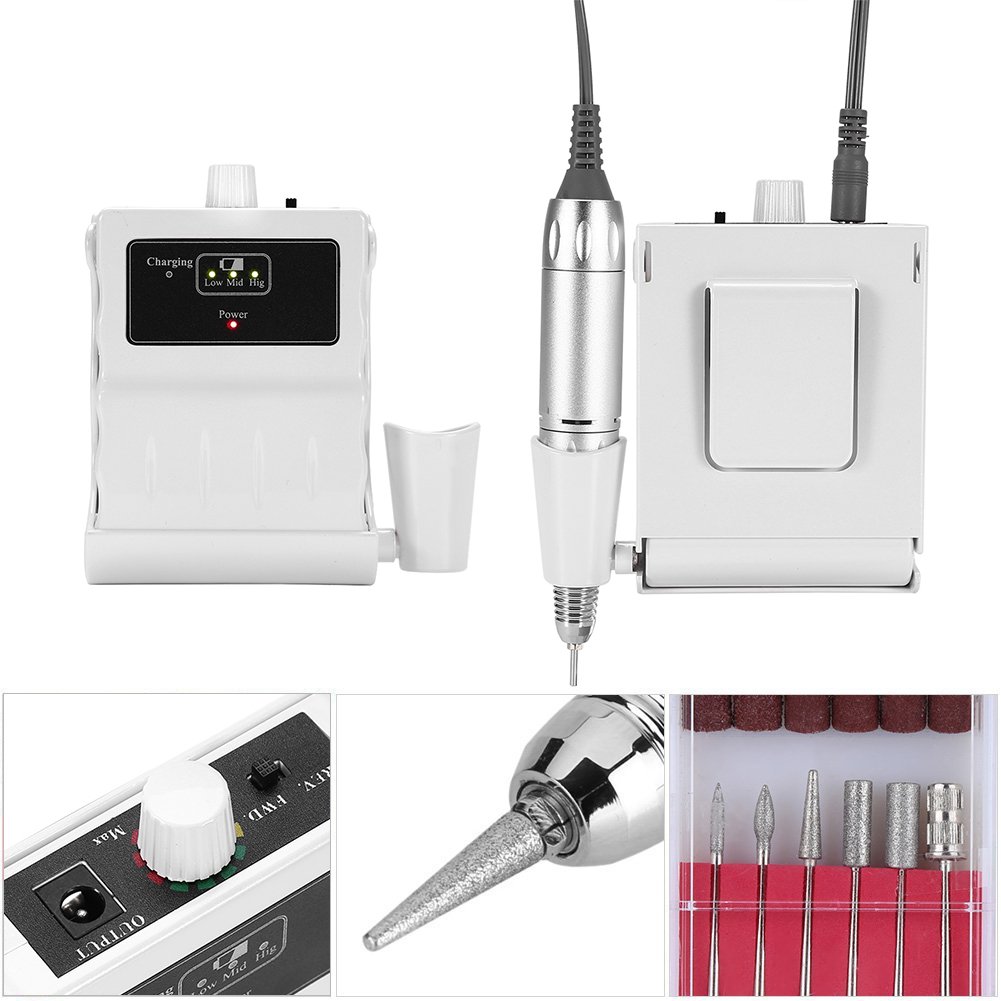 **30000 RPM Professional Nail Drill Machine - Rechargeable Portable E-File for Acrylic Nails, Manicure & Pedicure | Smooth Polishing Buffer & Nail Filer Tool Set for Home & Salon Use (White) | Perfect for DIY Nail Art, Gel Extensions & Nail Care**